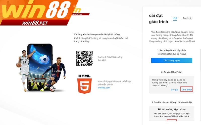 Tải app win88 siêu đơn giản trên hệ điều hành ios và android